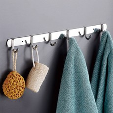 SUS304 스텐 무타공 벽걸이 조리도구걸이 국자수납 후크 3size, 1개, 스텐 벽걸이 조리도구걸이 6구
