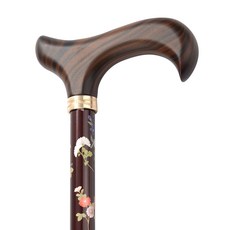 프랑스 파이에 다크브라운 플라워 높이조절식 지팡이, 1개