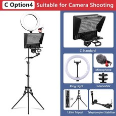 텔레 프롬프터세트 리모콘 자막기 Teleprompter for Phone DSLR Video Record Mobile Prompter Smartphone 카메라 태블릿 iPad, [07] C Option 4, 07 C Option 4