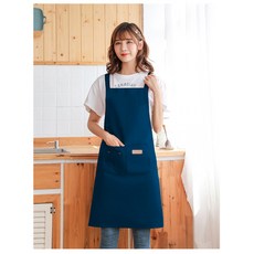 모올글래드 H형 생활방수 앞치마 식당 주방 카페 바리스타 앞치마 로고 자수 나염 가능, H형 빅사이즈 생활방수 앞치마(네이비), 1개