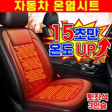 [15초승온] 1/1+1 자동차 온열시트 열선시트 전기매트 온열 방석 매트 차량용 운전석 조수석 뒷좌석, 1세트, 브라운 12V 뒷좌석 3인승