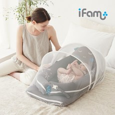 아이팜 별곰이 아기침대 모기장세트 신생아 휴대용 아기 침대, 화이트