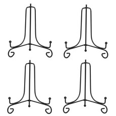 사진 액자 요리책 장식용 접시 그림 및 예술 작품용 4개의 검은색 이젤 플레이트 홀더 장식 디스플레이 스탠드 세트 4인치, 페이지 표시가 우선합니다, 1개