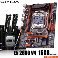 박격포 마더보드 소켓 Qiyida X99 세트 LGA20113 E5 2680V4 28GB 16GB 3200MHz DDR4 4 채널 SATA 3.0 nvme M.2 MATX