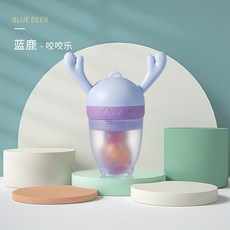 과일과 채소 즐거움 추진 물주머니 아기 물다 즐거움 아기 젖꼭지 달래다 과일 아교 실리콘 아교 젖꼭지, 블루[미디엄버튼]OPP 파우치, 1개