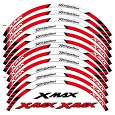 라이더무드 야마하 XMAX300 엑스맥스 리플렉티브 휠 스티커 빛 반사 튜닝 타이어 반사 데칼 필름 DIY 방수, 엑스맥스 아웃라인 레드, 1개