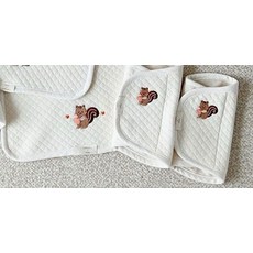 ins풍 한국 아기 허리 받침 세트 유아용 용품 편안한 아기용품 유아 캐리어 시트, 다람쥐(체크 코튼) 3점 세트 순면