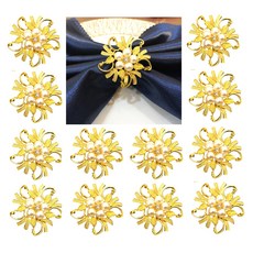 냅킨 링스 진주 꽃 냅킨 버클 펄 실버 골드 웨딩 크리스마스 생신 냅킨 링은 Pearl Flower Napkin Rings Serviette Buckle Gold Silver, 스타일 1-12 PCS