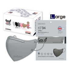 굿매너 2D 새부리형 컬러 마스크 KF94 대형 100매, 5매입, 20개, 그레이