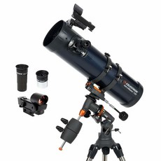 셀레스트론 Celestron 아스트로마스터 뉴턴식 천체망원경 초심자용 반사식 코팅렌즈 높이 조절 가능한 삼각대 추가 천문 소프트웨어 패키지 포함 (130EQ) 160888, 130EQ 뉴턴 w 모터