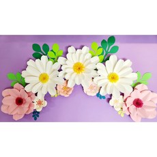  졸업식포토존 졸업환경구성 포토월 페이퍼플라워 종이꽃 만들기 자이언트플라워 어린이집 유치원 학교 벽장식, 데이지플라워 