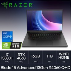 Razer Blade 15 Advanced 13Gen R4060 QHD, WIN11 Home, 16GB, 1TB, 블랙