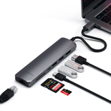 사테치 USB C타입 7in1 알루미늄 슬림 맥북 멀티 허브 이더넷 어댑터