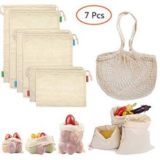 Reusable Produce Bags Set of 7 Eco Friendly Organic Cotton M/13370789, 상세내용참조