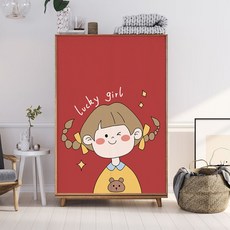 트로피칼 그린 유니콘 몬테스라 동물 벨크로 찍찍이 커버 커튼 욕실 주방 선반 세면대 바란스 창문 신발장 책장 가림막 가리개, D