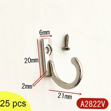 단일 가구 걸이 후크 하드웨어 벽 랙 홈 스토리지 코트 수건 프롱 옷 마운트 키 모자, Silver 25pcs, 25개