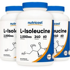 뉴트리코스트 엘 이소류신 2000mg 240정 Nutricost L Isoleucine 미국직구 3개