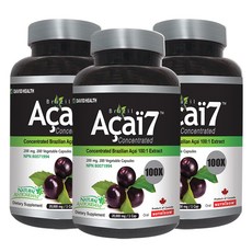 캐나다 뉴트리돔 아사이7 100배농축 브라질 아사이베리 아사히베리 Acai Berry 200캡슐 3병 보엠SHOP, 200개, 200개