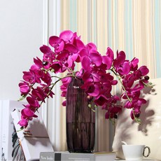 1pc 인공 나비 난초 홈 결혼식 축제 Decors DIY 실크 호 접 꽃 약 110cm|인조식물|, 1개, Champagne, 단일