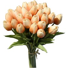 Mandy's 파티 홈 결혼식 장식을 맨디의 28pcs 오렌지 인조 라텍스 튤립, 상세페이지참조, Orange-28pcs