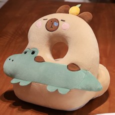 귀여운 동물 디자인의 편안한 낮잠 베개 사무실 디자인 인체공학적 지지 머리 목 플러시 소재, 아이스실크 낮잠베개-콧물타입