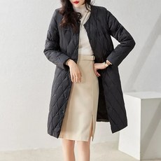 위위브렌 여성 경량 다이아 퀄팅 카라 롱 패딩 점퍼 겨울 아우터