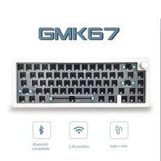 핫 스왑가능 기계식 키보드 개스킷 블루투스 2.4G RGB 백라이트 구조 3 가지 모드 맞춤형, Ocean mute switch, GMK67 white, 1개