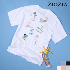 지오지아 지오지아 코튼 SURF 그래픽 오버핏 반팔티셔츠 B (AEC2TR3181_B)