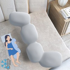 POMTOR 롱쿠션 냉감 대형 인체공학 다용도 라텍스 바디필로우, 그레이 (아이스)