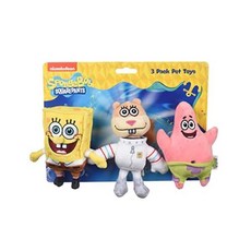 니켈로디언 스폰지밥 다람이 뚱이 도그 토이 인형 6인치 3종 세트, SpongeBob/Patrick/Sandy, 6 Inch, SpongeBob Patrick Sandy