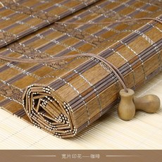 대나무발 대나무커튼 바란스 커튼 롤스크린 암막 칸막이 베란다 중국스타일 빈티지 참선 암막커튼, T18-(롤타입)와이드 프린팅 커피