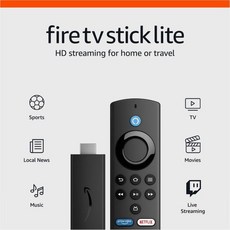 Amazon Fire TV Stick Lite 무료 및 라이브 Alexa Voice Remote 스마트 홈 컨트롤 HD 스트리밍, 1개