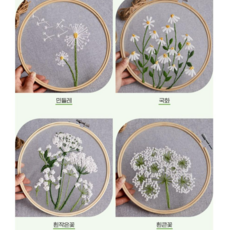 지니홀딩스 DIY 십자수 만들기 세트 태교 십자수 임산부 선물 집콕 취미 인테리어 소품 플라워 십자수, 4-십자수-흰큰꽃 - 임산부diy