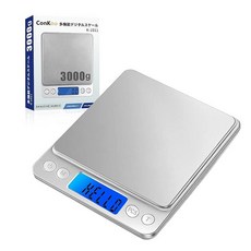 콘쿠 계량기 디지털 0.3g부터 3000g까지 0.1g 단위로 계량 가능 주방 전자저울 포장지 당기기 기능 계수 기능 오토오프 기능 포함 정밀 전자저울