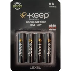 렉셀 e-keep 이킵 블랙 니켈수소 고용량 충전지 AA 2500mAh, 4개입, 1개