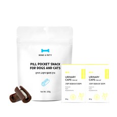  본아페티 고양이 허피스캡스 기관지 호흡기 면역력 영양제 120정+고양이 필포켓 간식 1봉 981637 