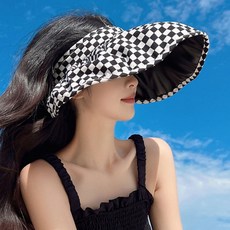 CNTCSM 체커보드 챙넓은모자 텃밭 햇빛가림 농사용 창모자