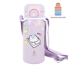 웜쿨러 원터치 보온 보냉 텀블러(스티커+스트랩세트), 04퍼플텀블러+스트랩1개+스티커4종, 1세트, 350ml