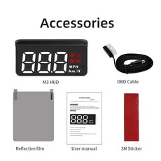 자동차 앞 유리 속도계 게 OBD2 HUD 업 디스플레이 온보드 컴퓨터 디지털 전자 액세서리, Black, CN, 1개