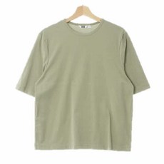 유니클로 4699 유니클로U 카키 에어리즘 라운드반팔티 [M]
