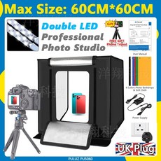 포토박스 촬영부스 미니 라이트박스 PULUZ-80cm 60cm LED 스튜디오 포토 라이트 텐트 키트 박스 탁상 촬영 6 색 배경 소프트, UK Plug 60cm, 60cm UK Plug, 1개