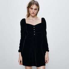 해외직구 2731064자라 ZARA COS 새로운 숙녀 숙녀 기질 다이아몬드 단추 벨벳 팬여름방학 정유미 나혼산 한혜연 진 전소미 원피스-47154