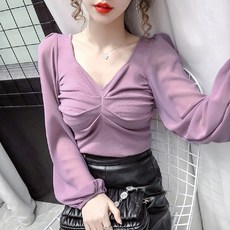 어깨 뽕 긴소매 블라우스 옷