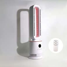 [순간발열 초저소음] PTC 날개 없는 온풍기 타워형 고효율 리모콘 전기히터, 본품+리모컨
