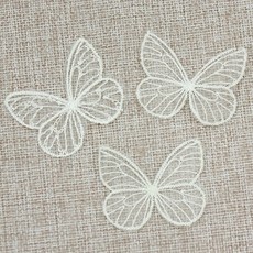 48Pcs 3.5*4.5cm 의류에 대 한 수 놓은 메쉬 나비 패치 DIY 아기 모자를 쓰고 있죠 Appliques 수 제 헤어 클립 액세서리, 하얀색