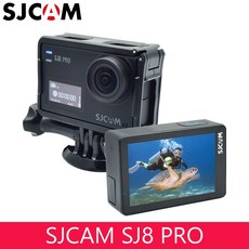 Sjcam sj8 pro oled 리얼 4k 60fps 방수 액션 카메라 대형 울트라 풀 hd 터치 스크린 eis 외부 마이크로 안정화, 1개(A8), 블랙(A8), SJ8 Pro full package(A8)