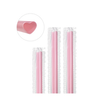 제이스톤 하트 핑크 개별포장 버블티 스트로우 12mm/25cm, 10개, 50개