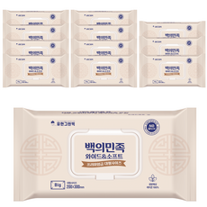 백의 민족 와이드&소프트 물티슈, 12개, 60매입, 5g