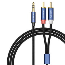 Toocki 3.5mm 3극 AUX 스테레오 케이블, 3m, 불루, AUX to 2RCA 케이블