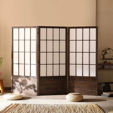 병풍 파티션 일본식 원목 가림막 인테리어 창호문, 소나무 3단 높이 180x폭 80cm